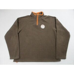 Napapijri Sweater Mens 2XL Brown Fleece Quarter Zip Expedition Geographic Top **